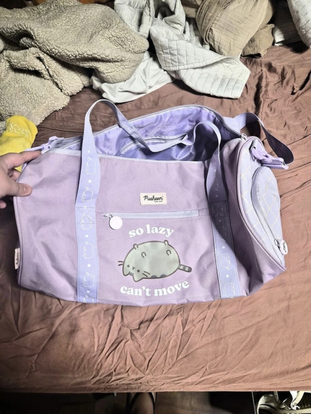 Pusheen Travel Duffel Bag in Purple